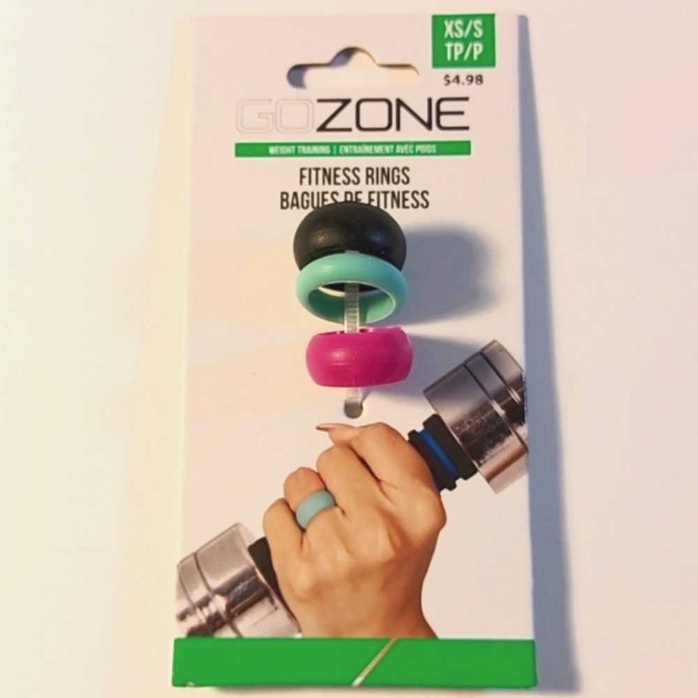 Free Add-on Fitness Rings in Black, Sea Green & Cerise Pink.